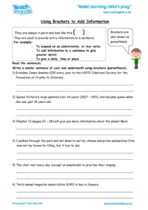 Worksheets for kids - using_brackets_to_add_information_2